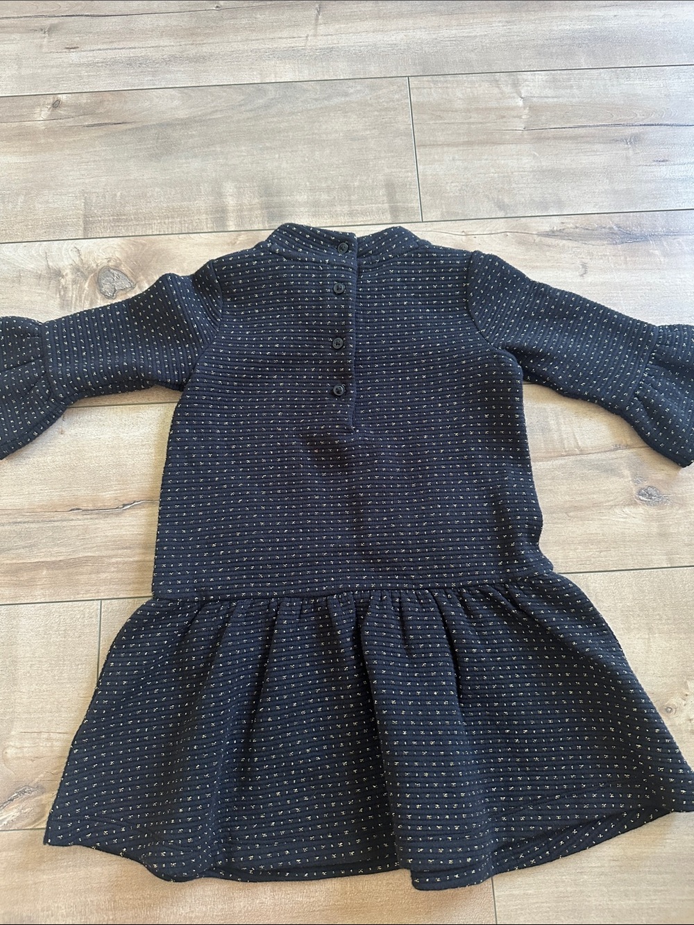 Janie and Jack Dot Polkadot Jacquard Dress Black Gold Bow Girl Sz 2T - Picture 9 of 10